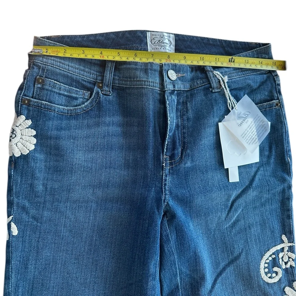 VTG WHBM Blanc Denim Jeans Hand Embroidered Bootcut NWT Y2K Floral 30x32 Size 4